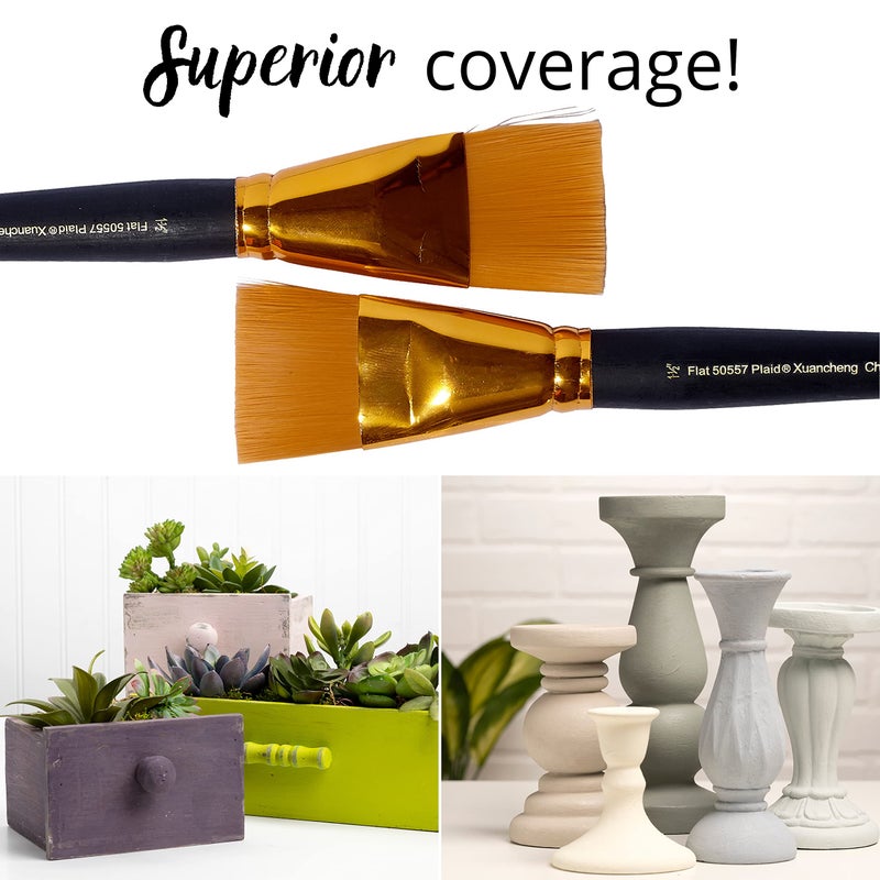 Plaid Enterprises 50557E Enterprises Inc. 50557E Taklon Flat Brush, Gold (2-Piece), 2/Pkg - Image 3